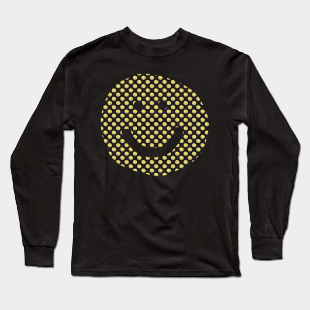 Smiley Face Pattern Illuminating Yellow Long Sleeve T-Shirt by ellenhenryart